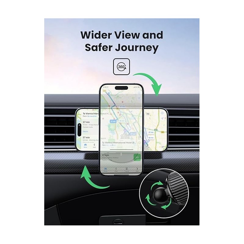 UGREEN Magnetic Wireless Car Charger For Air Vent Mount - W522 - 25925