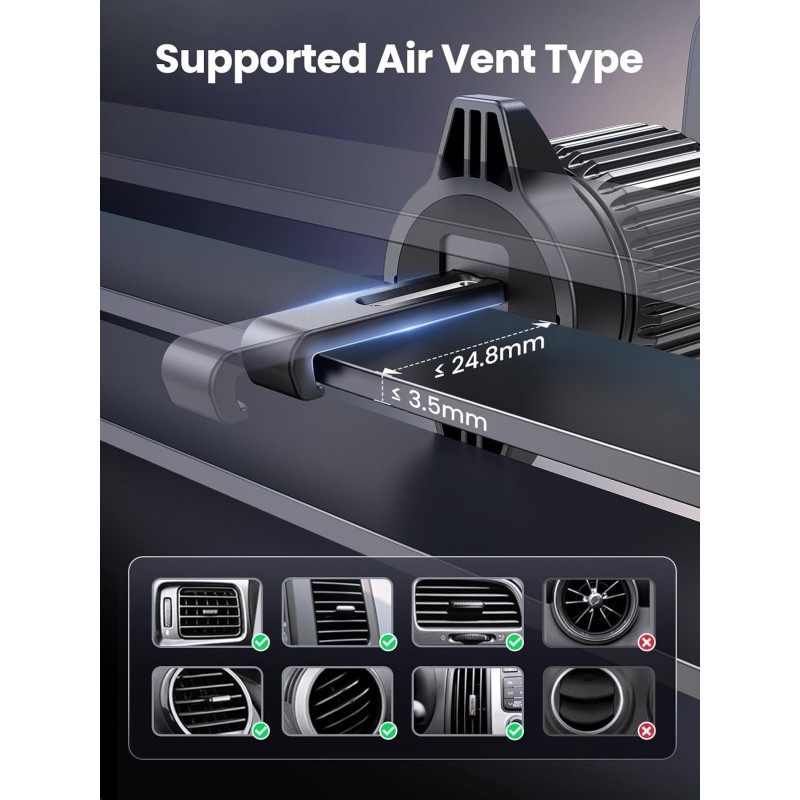 UGREEN Magnetic Wireless Car Charger For Air Vent Mount - W522 - 25925