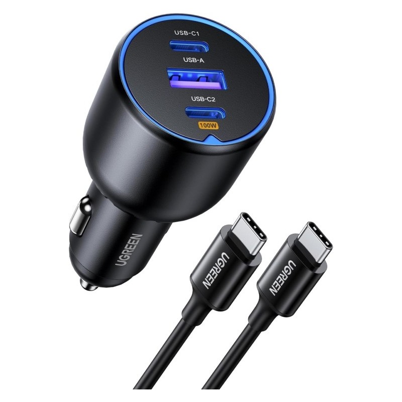 UGREEN 2*USB-C PD+USB-A  130W Fast Car Charger Without Cable - CD293 - 90413