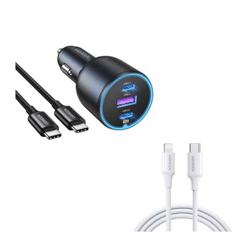 UGREEN 2*USB-C PD+USB-A  130W Fast Car Charger - EC705 - 35025