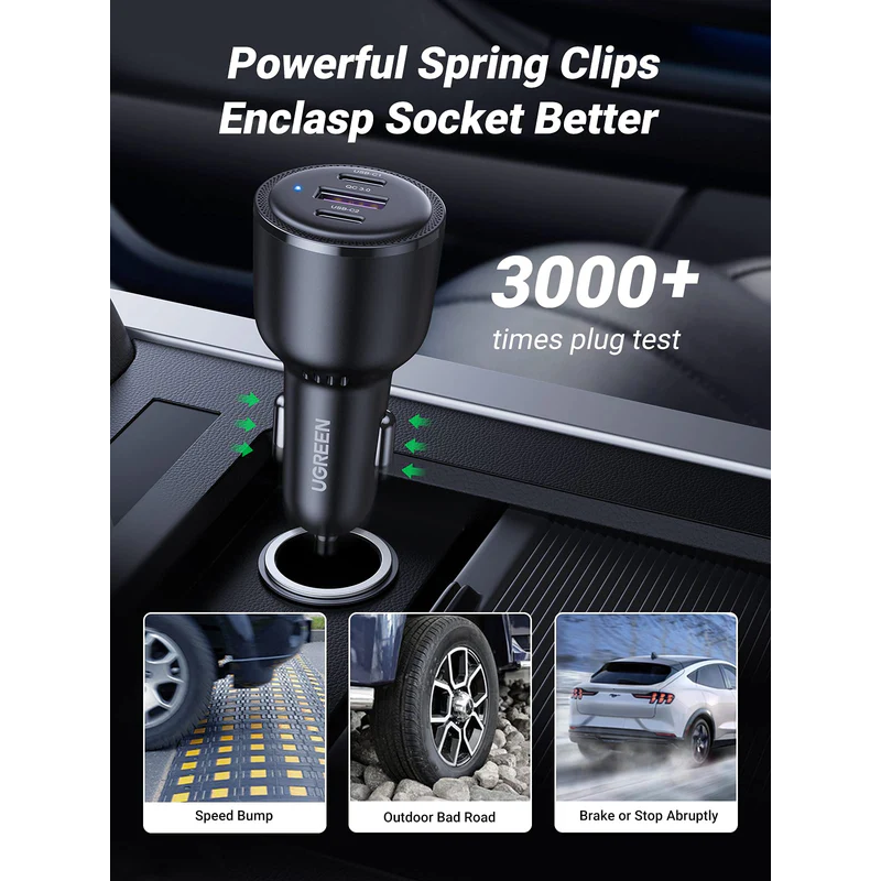 UGREEN 2*USB-C PD+USB-A  69W Fast Car Charger - CD239 - 20467