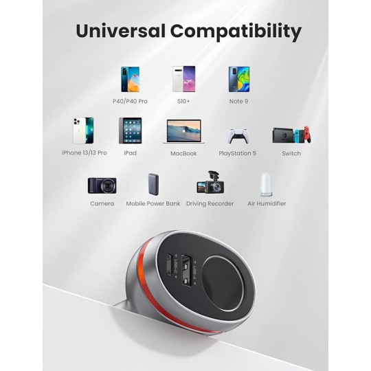 UGREEN QC + PD Car Charger  With Extended Socket - CD204 - 60712