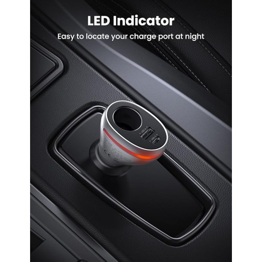 UGREEN QC + PD Car Charger  With Extended Socket - CD204 - 60712