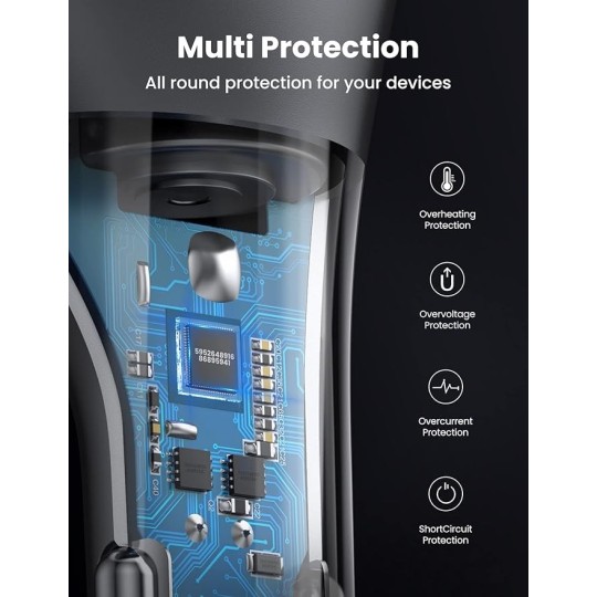 UGREEN QC + PD Car Charger  With Extended Socket - CD204 - 60712