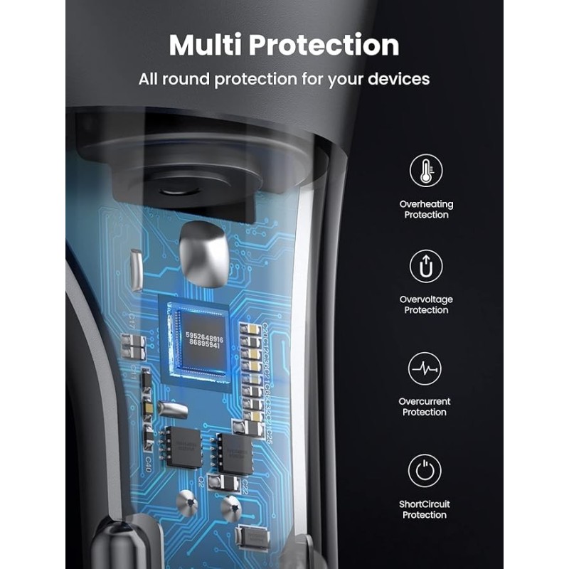 UGREEN QC + PD Car Charger  With Extended Socket - CD204 - 60712