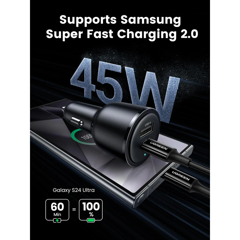 UGREEN USB-C PD+USB-A  63W Fast Car Charger - CD239 - 90645