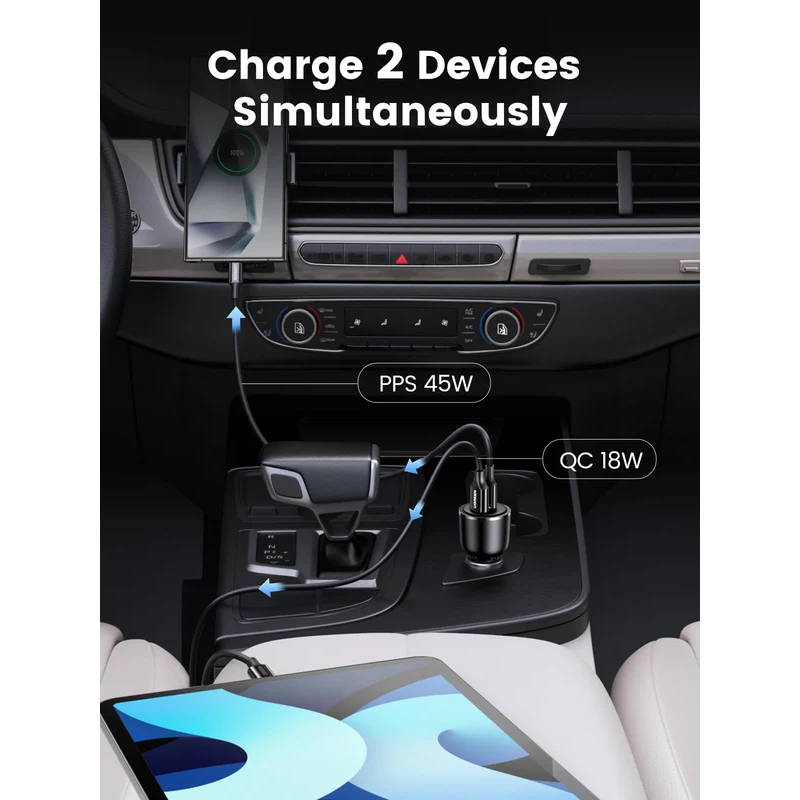 UGREEN USB-C PD+USB-A  63W Fast Car Charger - CD239 - 90645