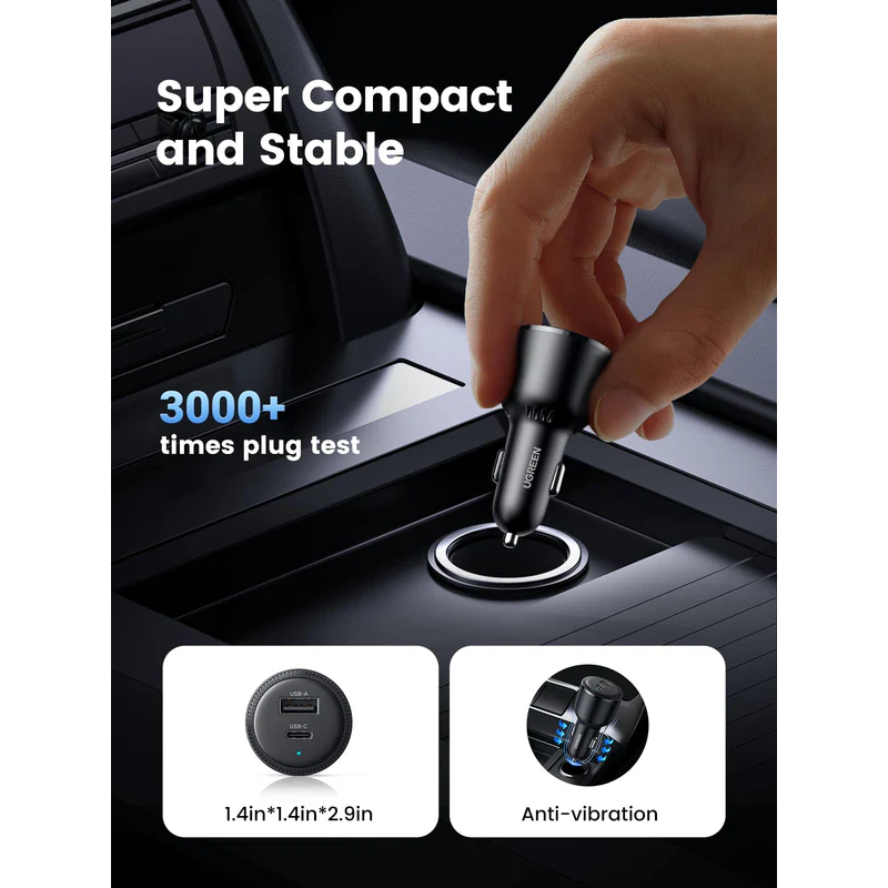 UGREEN USB-C PD+USB-A  63W Fast Car Charger - CD239 - 90645