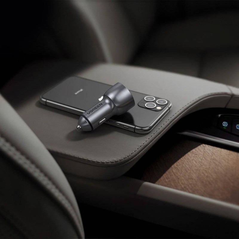 UGREEN USB-C PD+USB-A QC (30+22.5)W Fast Car Charger Grey - CD213 - 60980