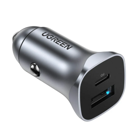 UGREEN USB-C PD+USB-A QC 30W Fast Car Charger Grey - CD130 - 40858
