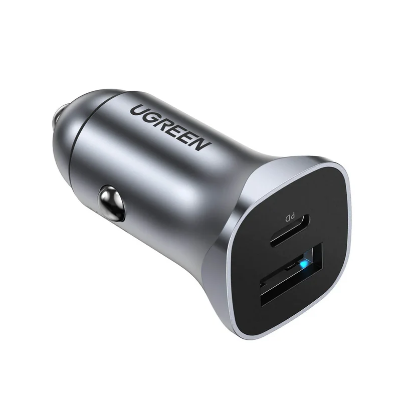 UGREEN USB-C PD+USB-A QC 30W Fast Car Charger Grey - CD130 - 40858