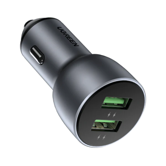 UGREEN QC 3.0+QC 3.0 Dual USB-A 36W Fast Car Charger Grey - CD213 - 10144