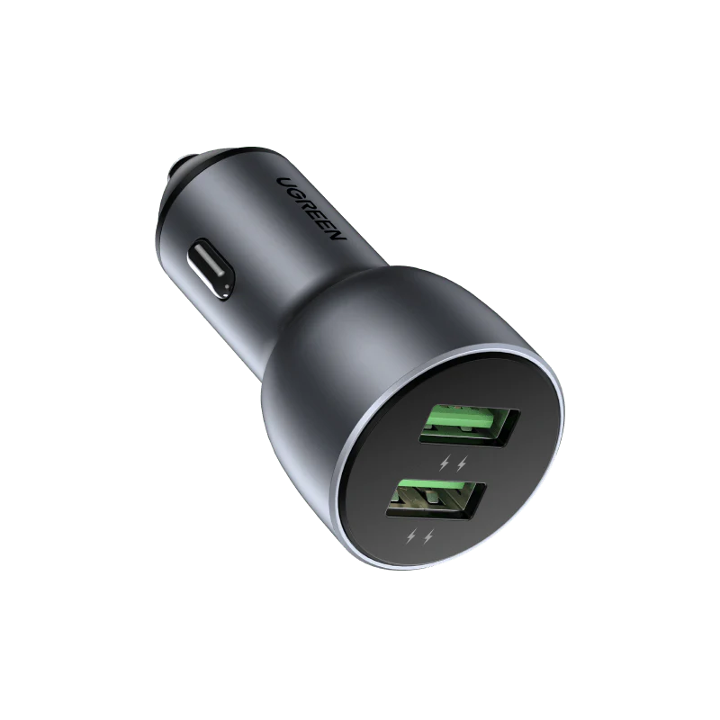 UGREEN QC 3.0+QC 3.0 Dual USB-A 36W Fast Car Charger Grey - CD213 - 10144