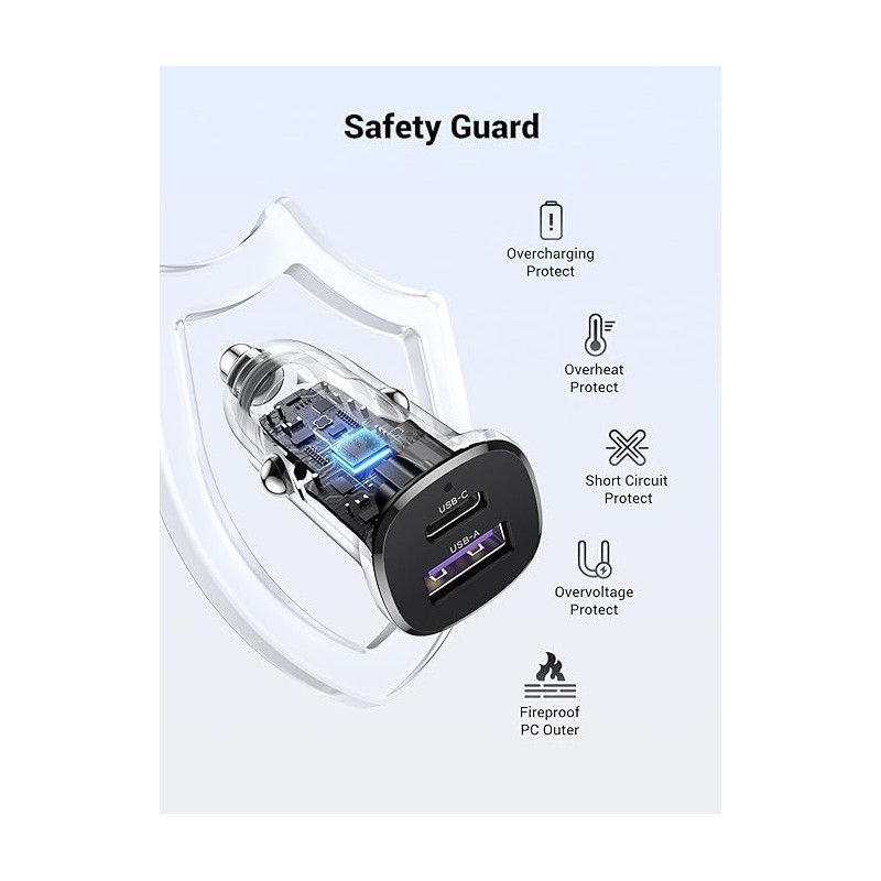 UGREEN USB-C PD+USB-A QC 30W Fast Car Charger - EC305 - 25845