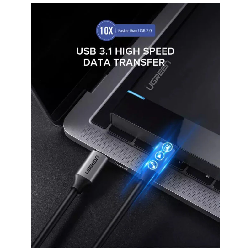 UGREEN USB-C 3.1 Male To Male GEN1 3A Data Cable Grey 1.5M - US161 - 50751