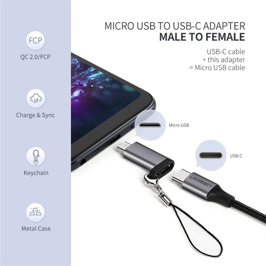 UGREEN Micro USB Male To USB-C Female Adapter - US282 - 50590