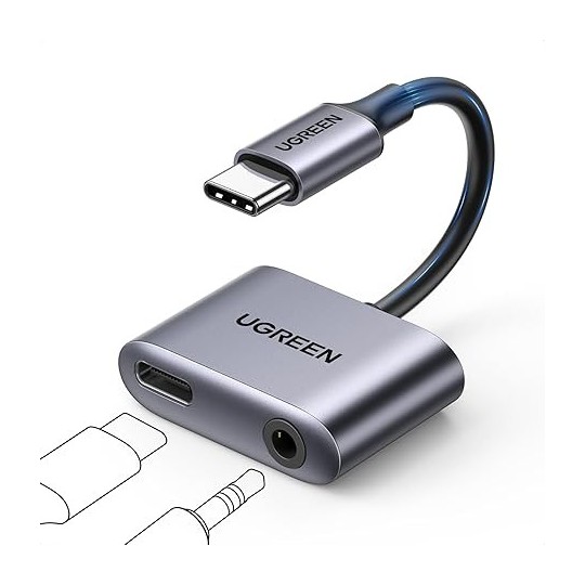 UGREEN Type C Male To 3.5mm Audio+ Type C Female Adapter With Chip Grey - CM231 - 60164