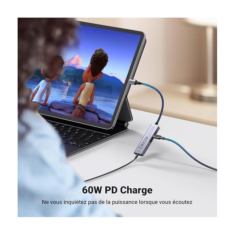 UGREEN Type C to 3.5mm Audio+ Type C Female Adapter With Chip (PD 60WATT & HI-RES - CM230 - 90518