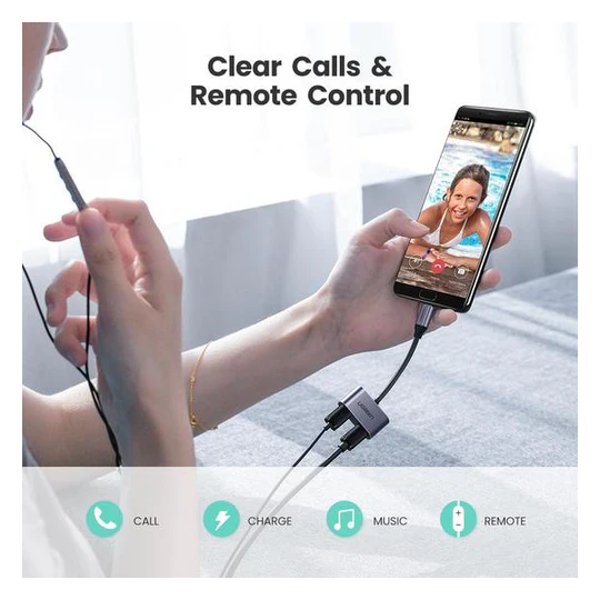 UGREEN Type C Male To Type C Female + Type C Female Audio Adapter With Chip - CM232 - 60165