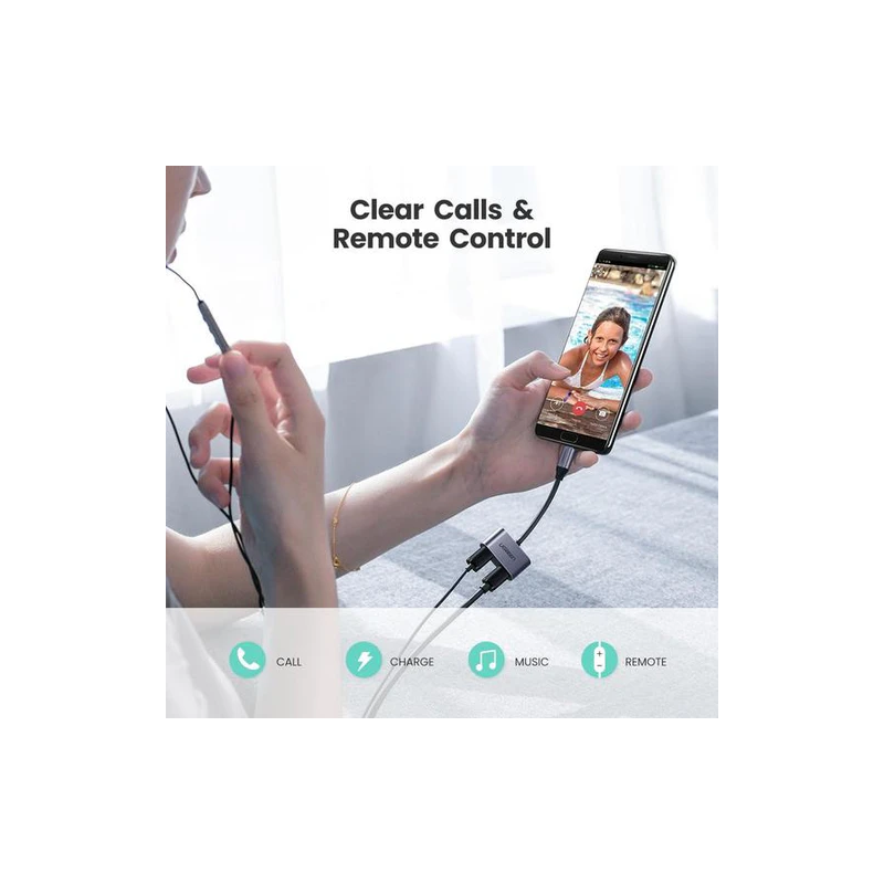 UGREEN Type C Male To Type C Female + Type C Female Audio Adapter With Chip - CM232 - 60165