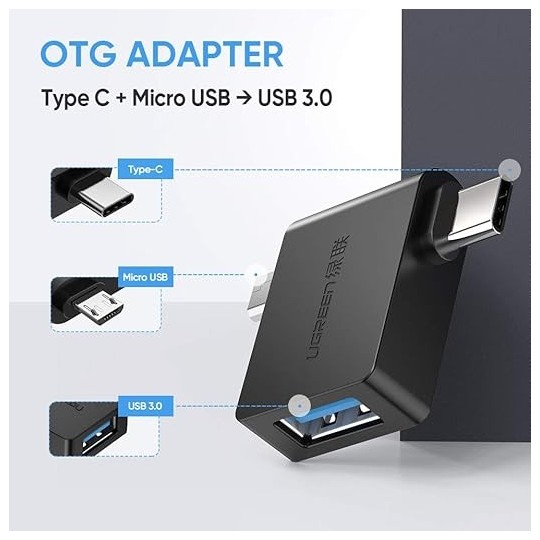 UGREEN Micro USB + USB-C To USB 3.0 A  Female OTG Adapter - 30453 - 30453