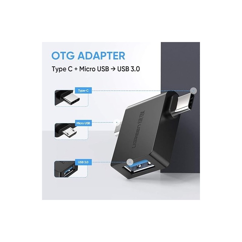 UGREEN Micro USB + USB-C To USB 3.0 A  Female OTG Adapter - 30453 - 30453