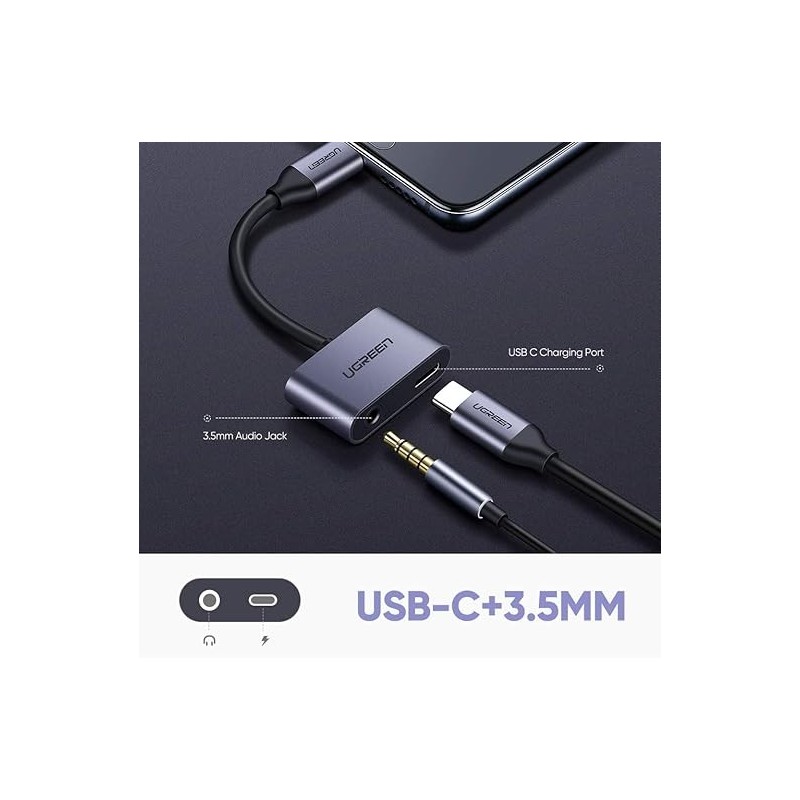 UGREEN Type C Male To 3.5mm Audio+ Type C Female Adapter - CM193 - 50596