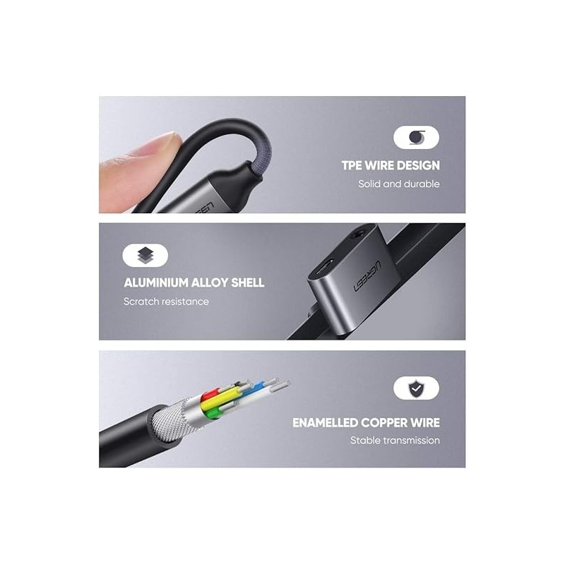 UGREEN Type C Male To 3.5mm Audio+ Type C Female Adapter - CM193 - 50596