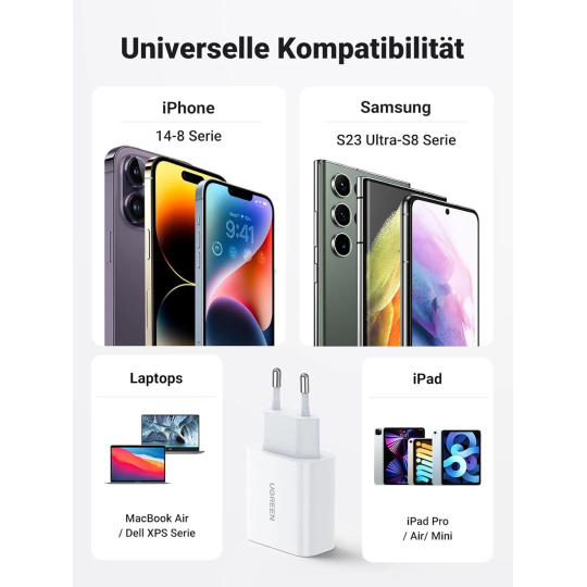 UGREEN USB-C 30W PD Charger EU White - CD127 - 70161