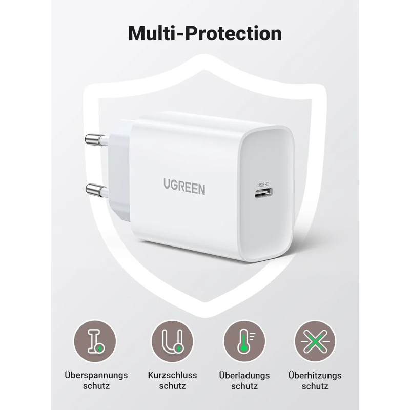 UGREEN USB-C 30W PD Charger EU White - CD127 - 70161