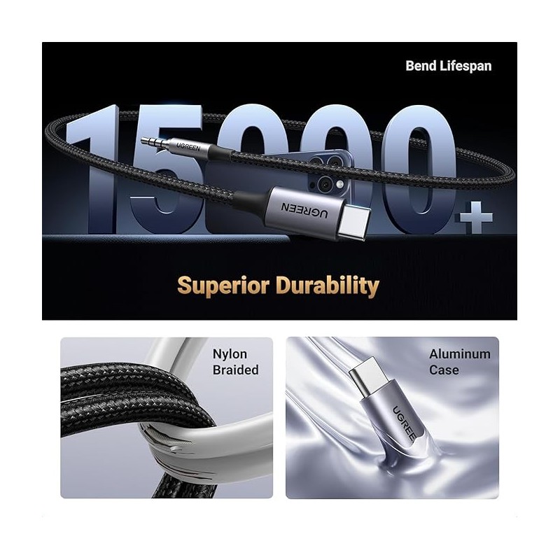 UGREEN Type C Male To 3.5mm Audio Cable With Chip  1.00M - CM734 - 35056