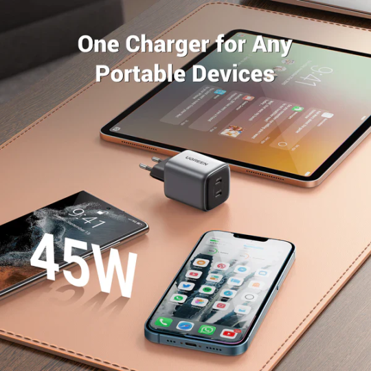 UGREEN USB-C+USB-C 45W PD GaN Tech Charger EU - CD294 - 90573