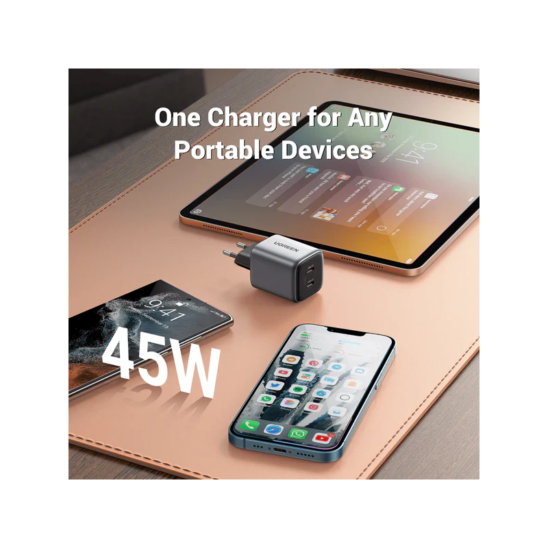UGREEN USB-C+USB-C 45W PD GaN Tech Charger EU - CD294 - 90573