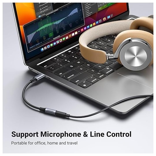 UGREEN Type C Male To 3.5mm Audio Adapter 10CM With  Chip - AV161 - 80154