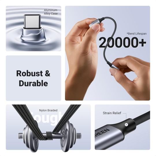 UGREEN Type C Male To 3.5mm Audio Adapter 10CM With  Chip - AV161 - 80154