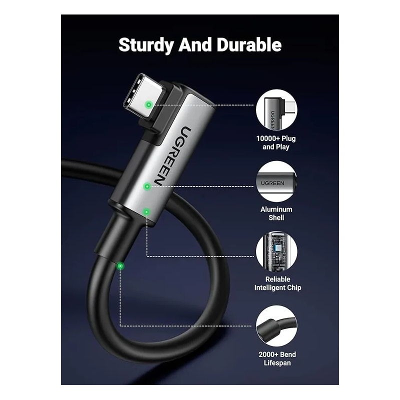 UGREEN Right Angle USB-C to USB-C VR Link Cable 5.00M - US551 - 90629