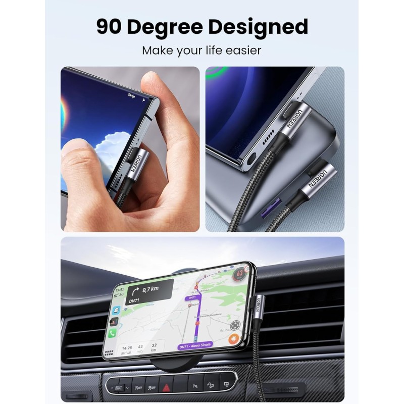 UGREEN Angled USB-C 2.0 Male To Angled USB-C 2.0 Male 5A Data Cable - US335 - 70696