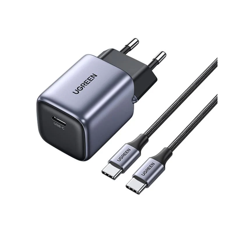 UGREEN Nexode Mini 30W PD GaN Tech  Charger EU Grey + 1M 60W cable - CD319 - 25257