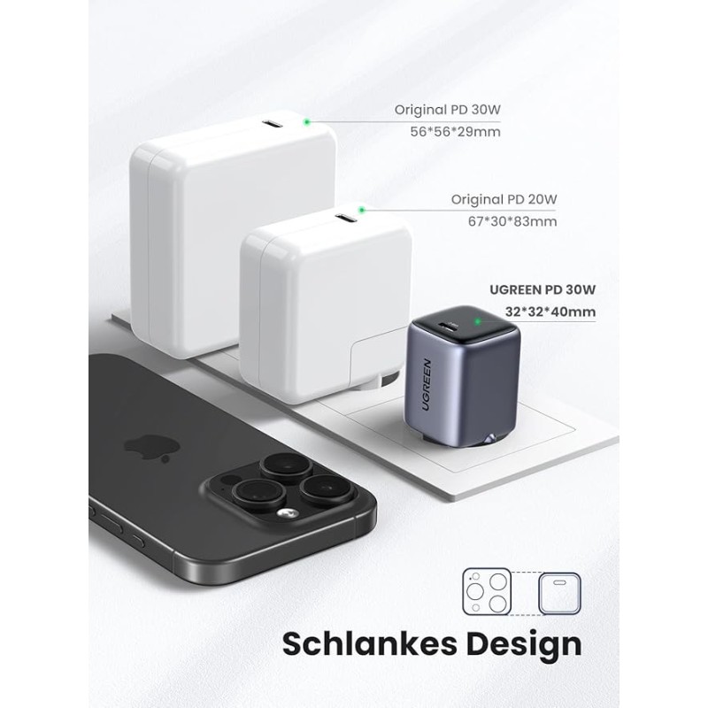 UGREEN Nexode Mini 30W PD GaN Tech  Charger EU Grey + 1M 60W cable - CD319 - 25257