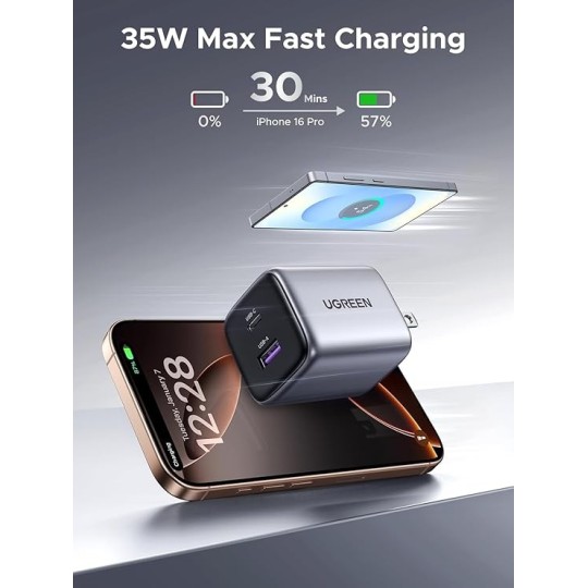 UGREEN USB-A+USB-C 35W Wall Charger EU Grey - CD350 - 15539