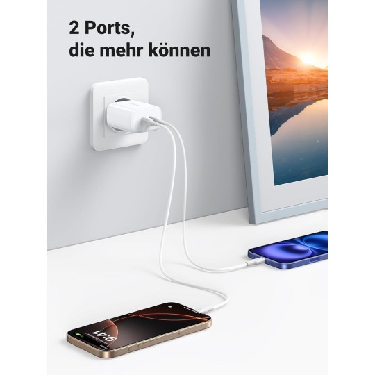 UGREEN USB-C+USB-C 40W PD Charger(20W+20W) - CD243 - 10343