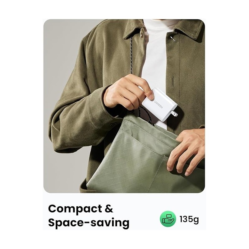 UGREEN USB-A+2*USB-C 65W Fast Charger EU White - CD275 - 90496