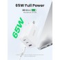 UGREEN USB-A+2*USB-C 65W Fast Charger EU White - CD275 - 90496