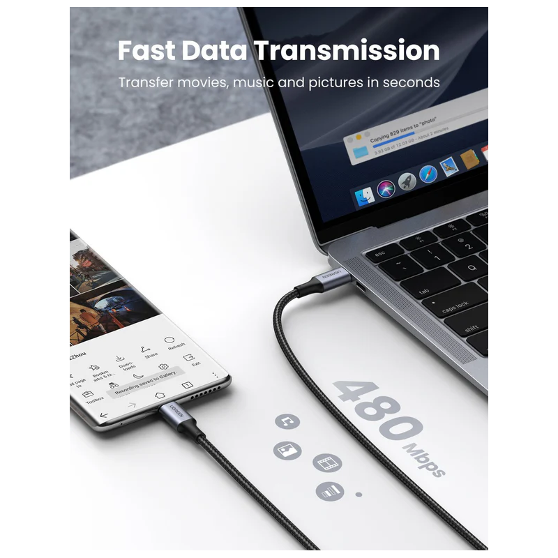 UGREEN Type C 2.0 Male To Type C 2.0 Male 5A Data Cable - US316 - 70427