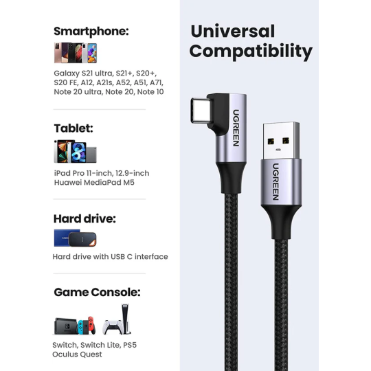 UGREEN USB-C Male To USB 3.0 A  3A Data Cable 1.00M - US385 - 20299
