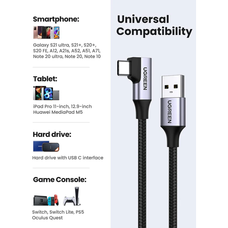 UGREEN USB-C Male To USB 3.0 A  3A Data Cable 1.00M - US385 - 20299