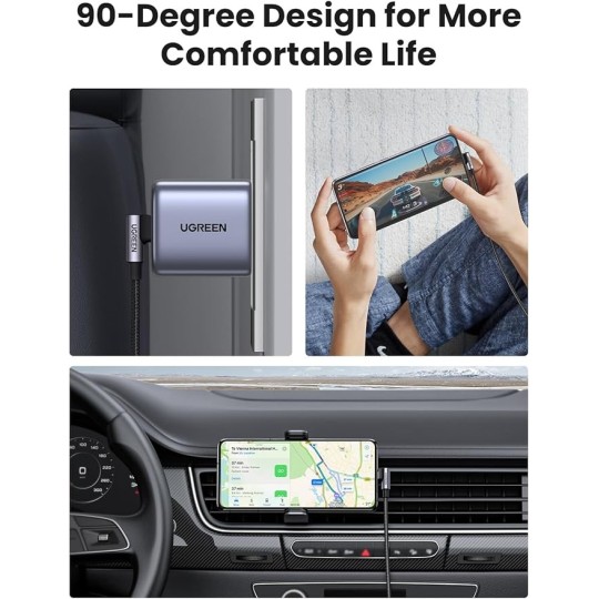 UGREEN USB-C  2.0 Male To Angled USB-C 2.0 Male 3A Data Cable(90°Angle) - US255 - 50123