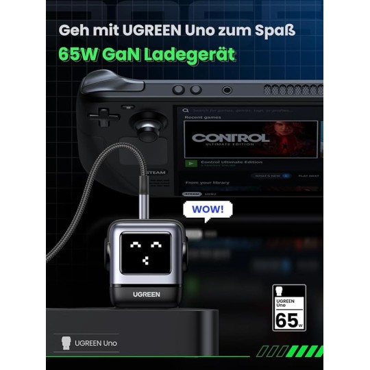 UGREEN USB-A+2*USB-C 65W Robot GaN Tech Fast Charger - CD361 - 25685B