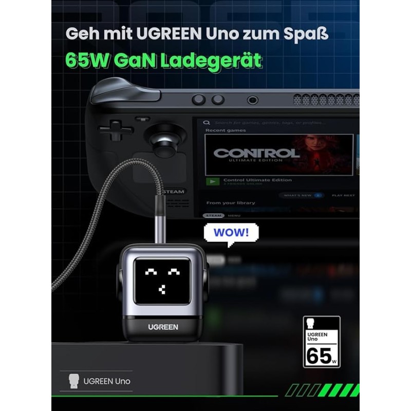 UGREEN USB-A+2*USB-C 65W Robot GaN Tech Fast Charger - CD361 - 25685B