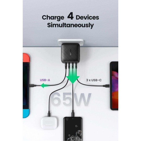 UGREEN USB-A+3*USB-C 65W  GaN Tech Fast Charger - CD224 - 70774
